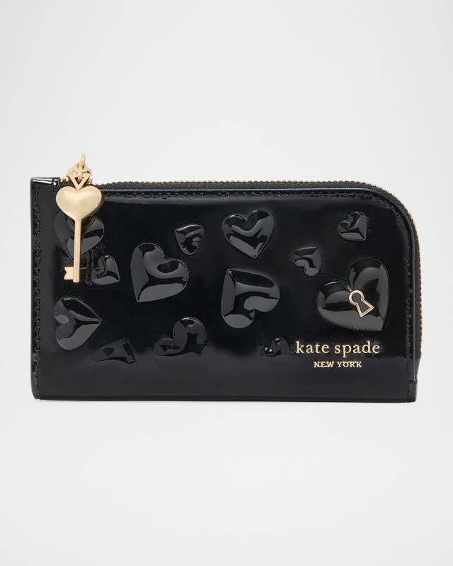 key to my heart small bifold patent embossed wallet
